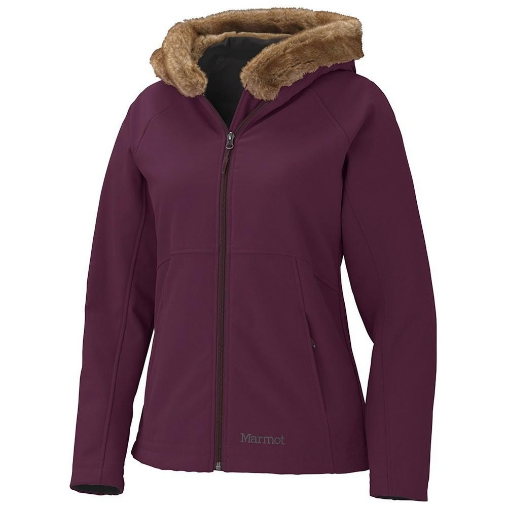 MARMOT FURLONG JACKET WOMEN'S Faux Fur Trim Aubergine Burgundy SZ Medium